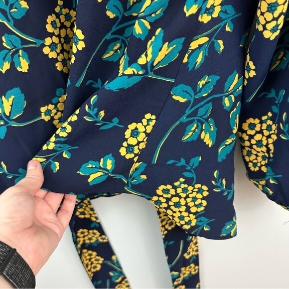 J. Crew Golden Floral Drapey Crepe Wrap Blouse NWT Size Medium - Picture 10 of 15